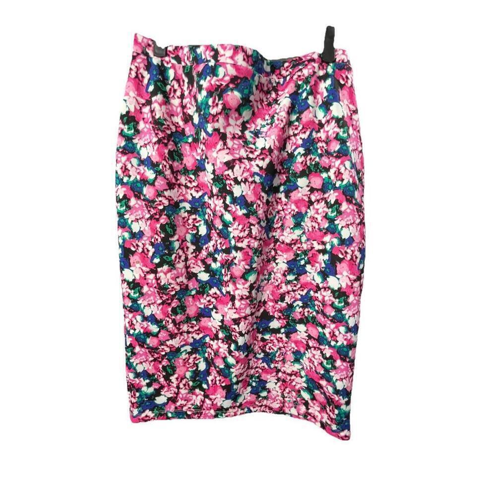 I Heart Ronson Women's Size L Floral Pink back zip  Pencil Skirt